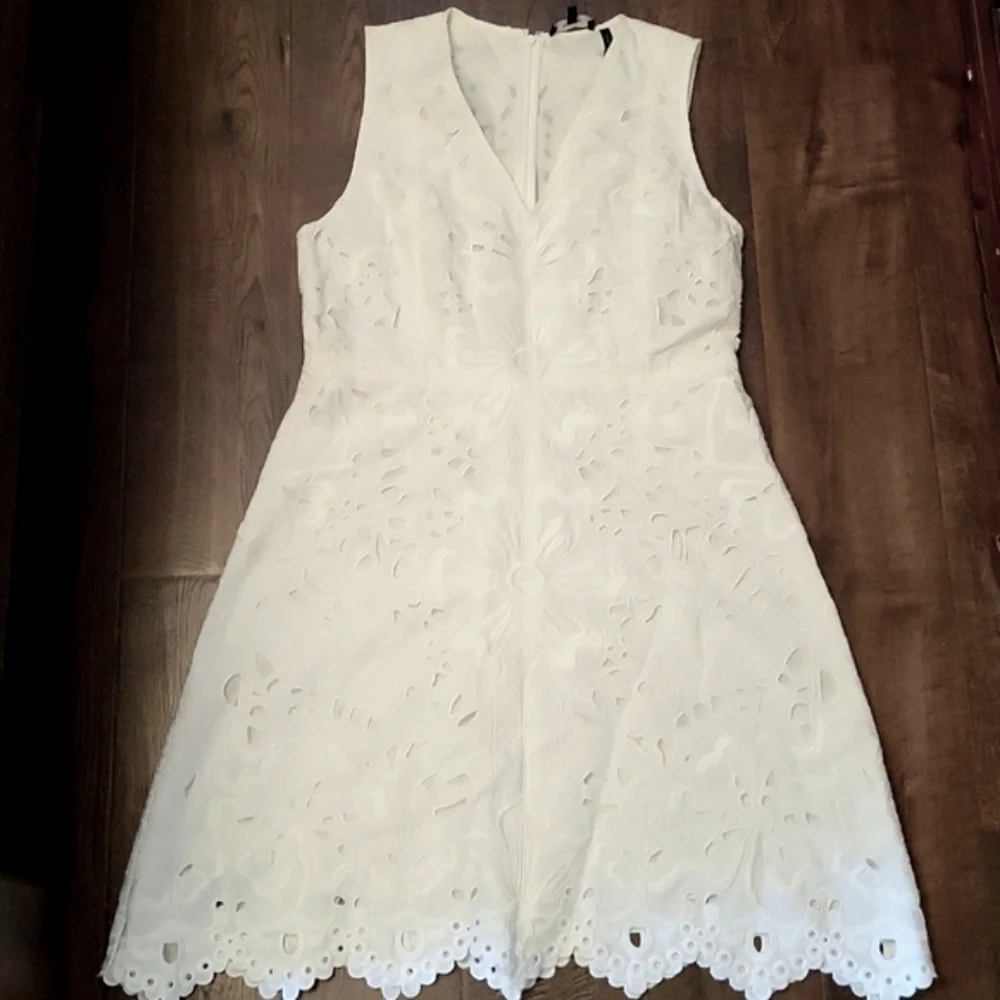 New Theory Jemion E White Embroidered Lace Dress NWT Size 12 - Picture 4 of 15